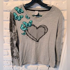 Desigual heart and butterflies sweater
